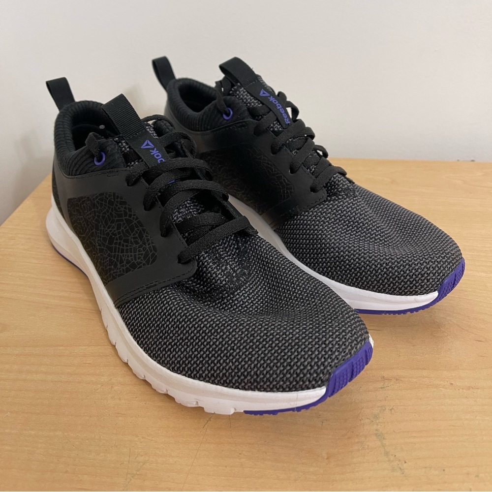 New Reebok Women's Print Athlux Shatr Running Shoes Black/White/Purple Size 8
